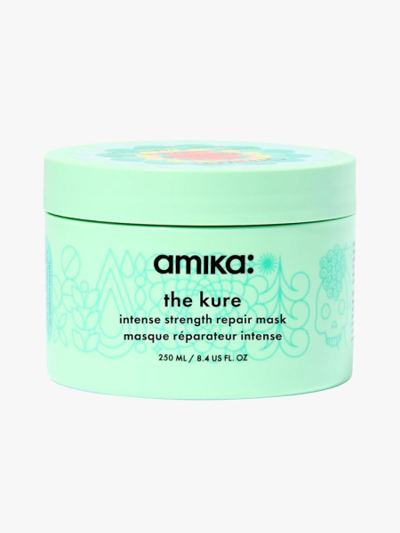 Amika The Kure Intense Bond Repair Mask in branded tub component on a light gray background